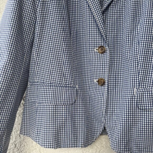 Vintage J.Crew Blue Gingham 100% Cotton Blazer - Picture 3 of 12